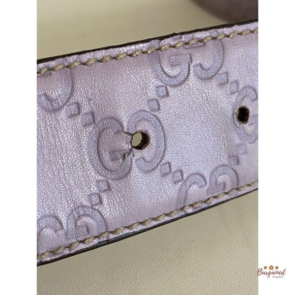 Authentic Gucci Purple Guccissima Leather Gold Interlocking G Buckle Belt 80/32 - Picture 12 of 14